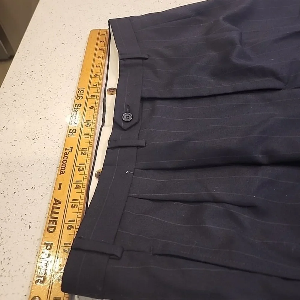 Thos P Dent Clothier Mens 2 Piece Suit Jacket 50 Blazer Pants 36x30 Black Stripe